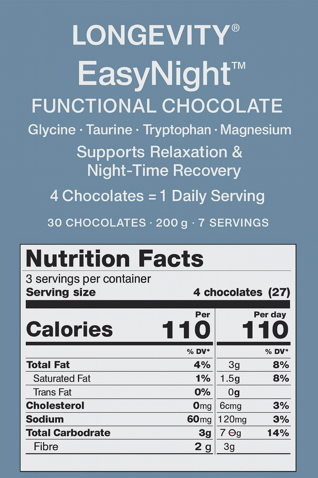 EasyNight - Longevity Chocolates To Support Good Night Sleep