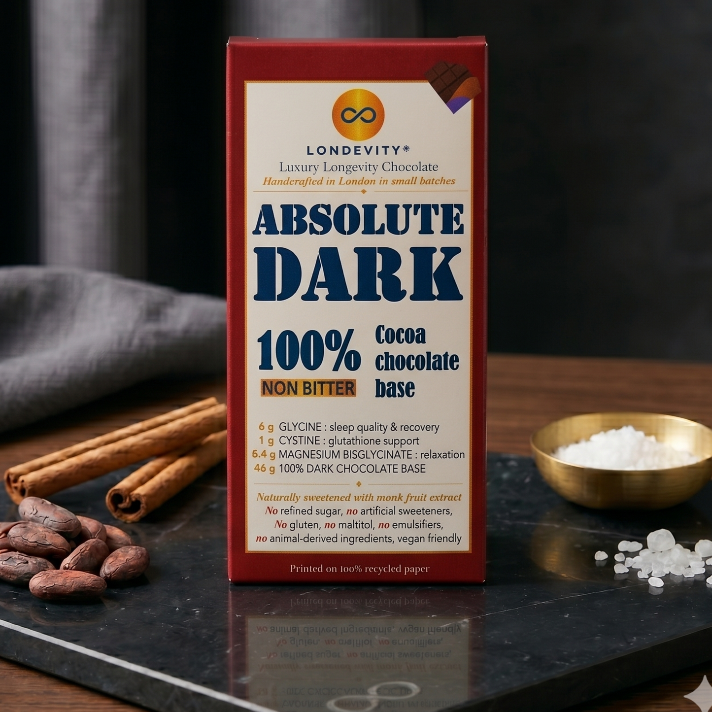 100% Dark Clinical Functional Chocolate Bar