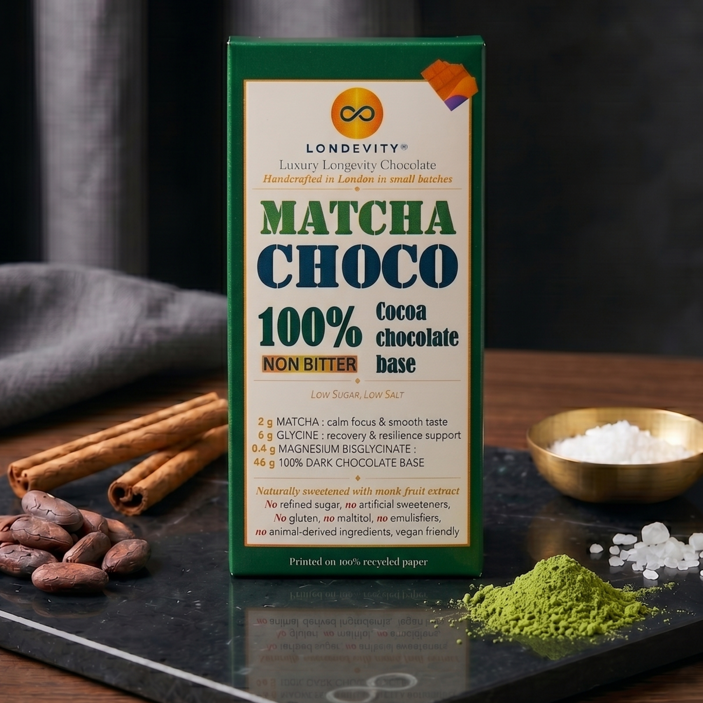 100% Dark Clinical Functional Chocolate Bar